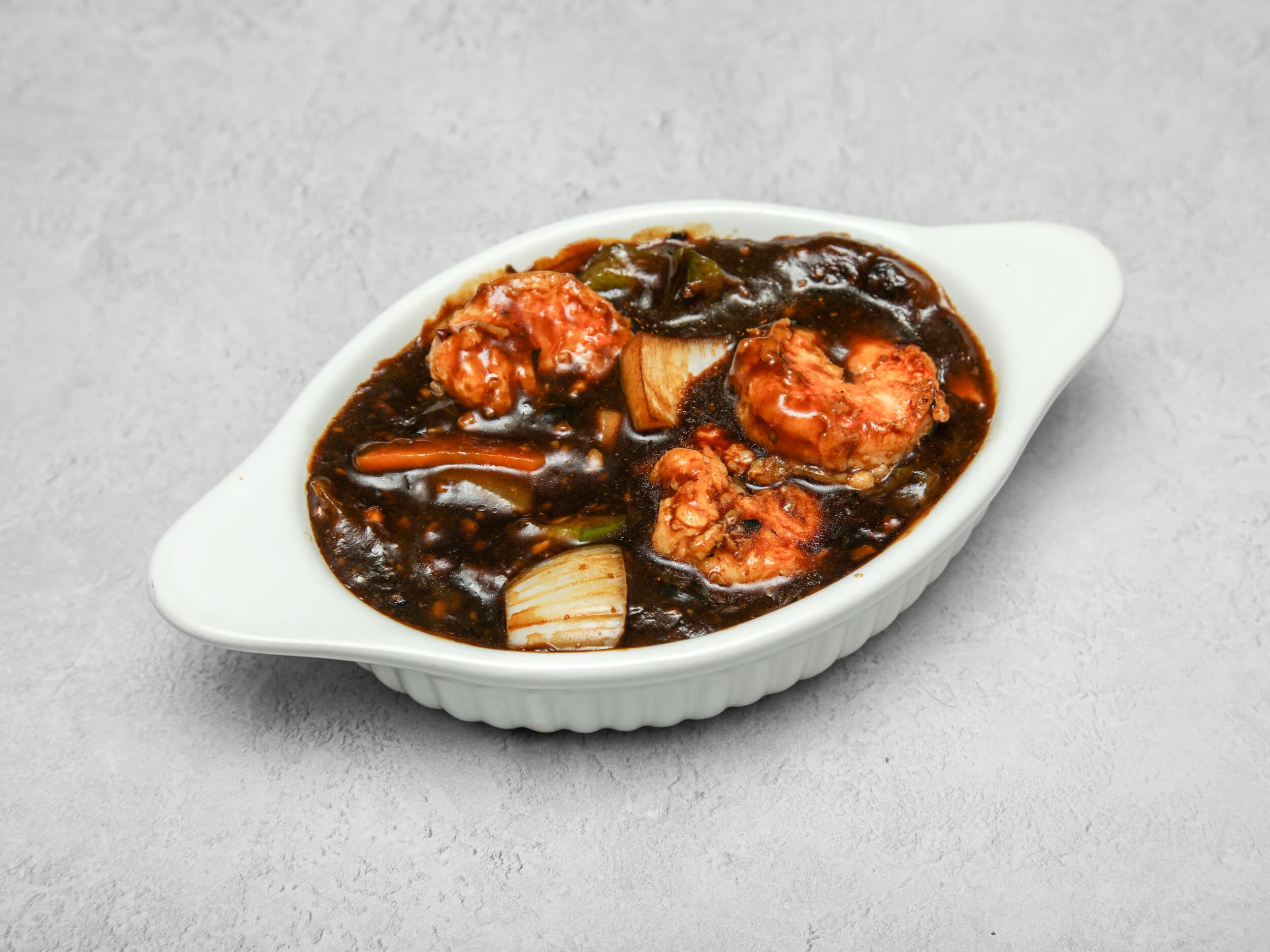 King prawns in black bean sauce